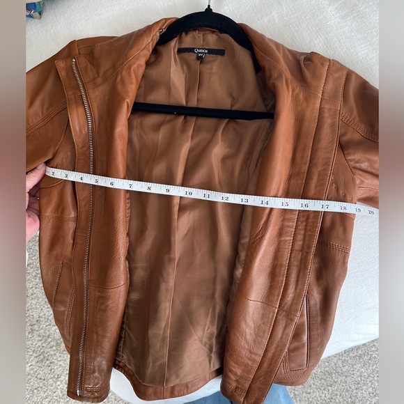 Quince 100% sheep leather brown cropped zip front jacket XS - Picture 6 of 8